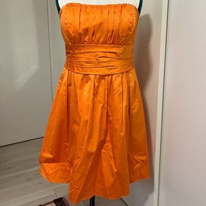 David's Bridal Strapless Orange Cotton Sateen Dress, sz 20